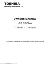 Toshiba TD-E433 Owner's Manual