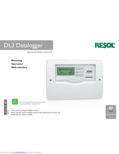 Resol DL3 Mounting And Operation Manual