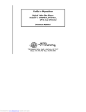 Audio international DVD-011 Manual To Operations