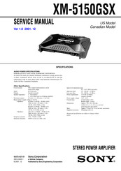 Sony XM-5150GSX Marketing Specifications, Connections & Service Manual