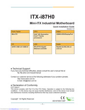 Arbor Technology ITX-i87H0 Quick Installation Manual