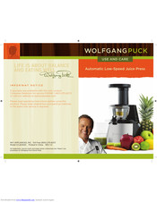 Wolfgang Puck CCJE0020 Use And Care Manual