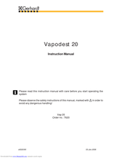 Gerhardt Vapodest 20 Instruction Manual