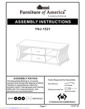 FURNITURE OF AMERICA YNJ-1521 Assembly Instructions Manual