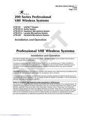 FREEWAY ATW-252 Installation And Operation Manual