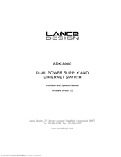 LANCE DESIGN ADX-8000 Installation And Operation Manual