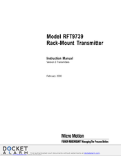Micro Motion Fisher Rosemount RFT9739 Instruction Manual