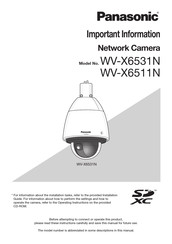 Panasonic WV-X6511N Important Information Manual