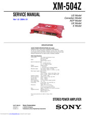 Sony XM-504Z - Stereo Power Amplifier Service Manual