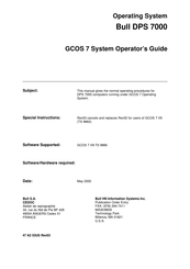 Bull DPS 7000 Operator's Manual