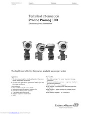 Endress+Hauser Proline Promag 10D Technical Information
