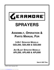 Gearmore GDL600 Assembly, Operation And Parts Manual