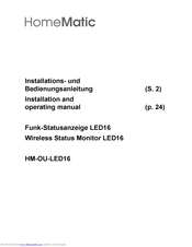 HomeMatic HM-OU-LED16 Installation And Operating Manual