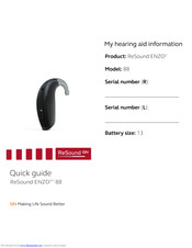 ReSound ENZO2 88 Quick Manual