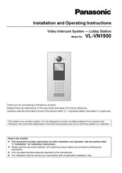 Panasonic LST 116 Installation And Operating Instructions Manual