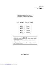 Ulvac G-20DA Instruction Manual