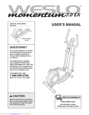 Weslo Momentum 7.0 Ex Elliptical User Manual