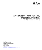 Sun Microsystems Sun StorEdge T3+ Installation, Operation And Service Manual