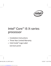 Intel core i5 X series Installation Instructions Manual