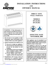 Empire DV-25-2SG Installation Instructions And Owner's Manual