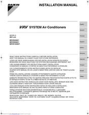 Daikin BEVN50AV1 Installation Manual