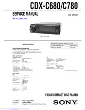 Sony CDX-C780 - Fm/am Compact Disc Player Service Manual