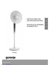 Gorenje AIR 360L Instructions For Use And Installation