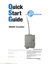 Lectrosonics MM400C Quick Start Manual
