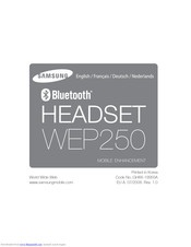 Samsung WEP250 - WEP 250 Bluetooth Headset Manual