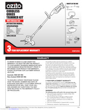 Ozito OGT-018 Instructlon Manual