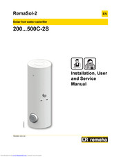 REMEHA remasol-2 200C-2S Installation, User And Service Manual