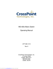 CROSSPOINT TECHNOLOGIES MS-400 SERIES Operating Manual