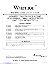 Pentair Pool Products Warrior Owner's Manual