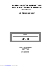Esco LP-12 Installation, Operation And Maintenance Manual