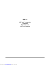 Amalgamated Instrument RM3-AV Operation And Instruction Manual
