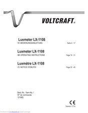VOLTCRAFT Luxmeter LX-1108 Operating Instructions Manual