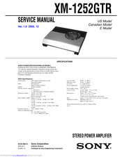 Sony XM-1252GTR - Power Stereo Amplifier Service Manual