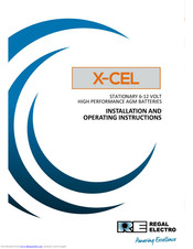 Regal Electro X-CEL Installation And Operating Instruction