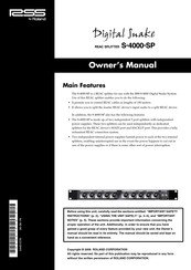 Roland digital snake S-4000-SP Owner's Manual
