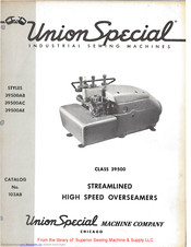 UnionSpecial 39500AC Instructions For Adjusting And Operating