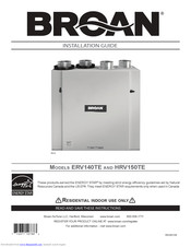 Broan HRV150TE Installation Manual