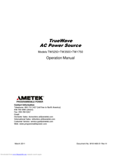 Ametek TW3500 Operation Manual
