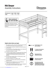 DREAMS Mid Sleeper Assembly Instructions Manual