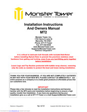 monster tower MT2 Installation Instructions And Owner's Manual