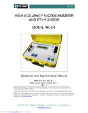 Tegam R1L-D1 Operation And Maintenance Manual