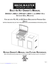 BroilMaster Premium Grills BRB-1 Owner's Manual