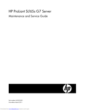 HP ProLiant SL165s G7 Maintenance And Service Manual