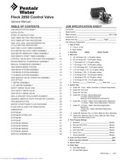 Pentair Pool Products Fleck 2850 Service Manual