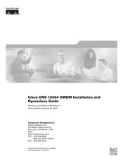 Cisco ONS 15454 DWDM Installation And Operation Manual