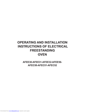 Award AFEE32 Operating And Installation Instructions